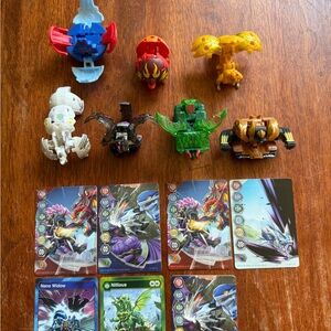 Bakugan Battle Brawlers Lot of 7 + 7 Cards Includes Darkus Dragonoid Platinum